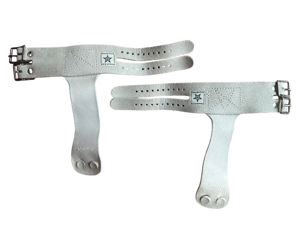 Ginnasta USA Youth Gymnastics Grips White Leather Double Buckle Pair Size 3
